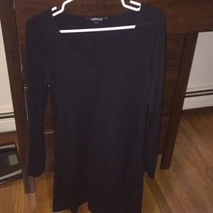 Express Black Long Sleeve V Neck Dress